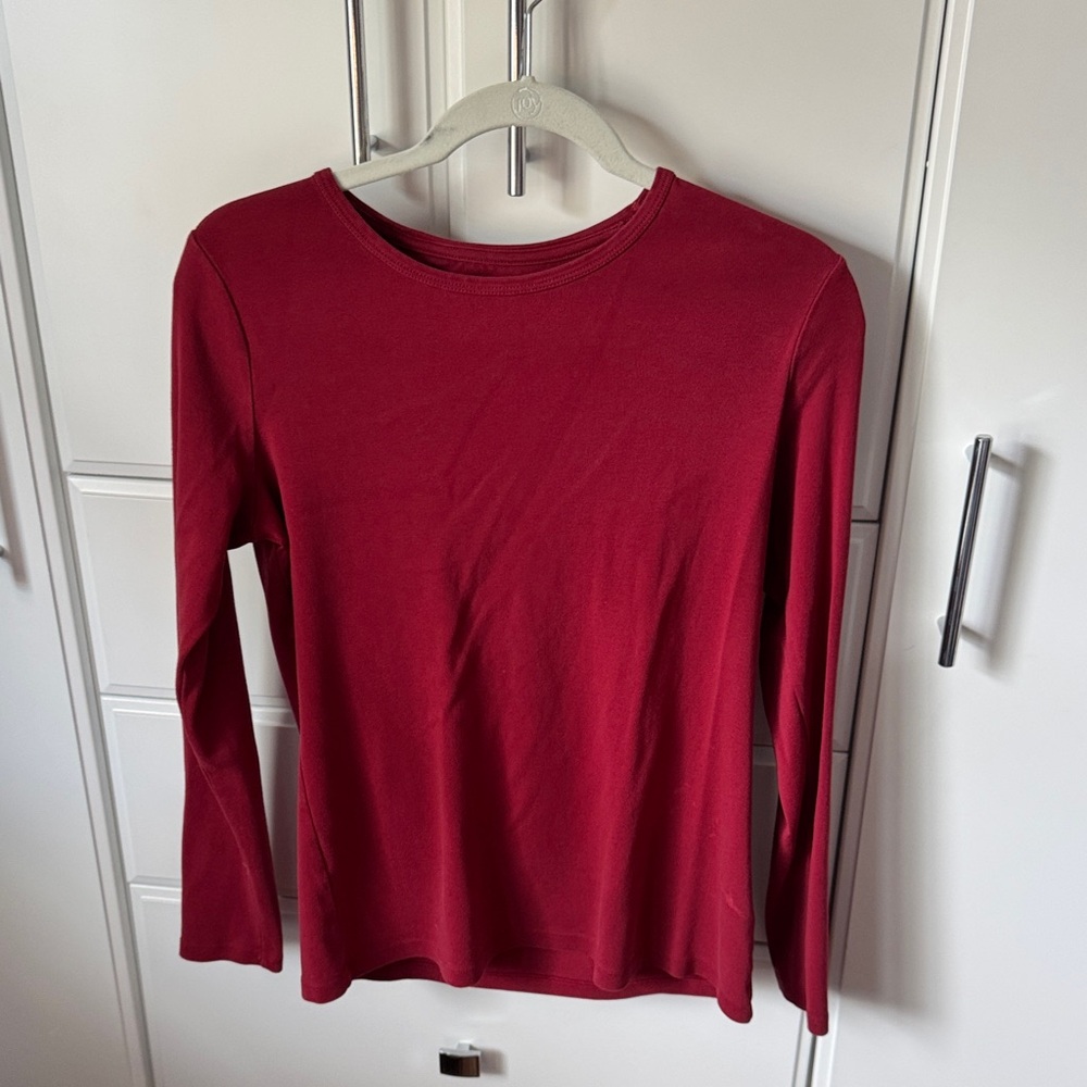 Lands' End Shaped Fit Long Sleeve Top - Raspberry